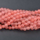 Cherry kvarts, rød (Syntetisk) med hull, 6 mm, runde (28 stk) thumbnail