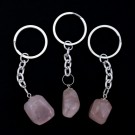 Rosenkvarts tromlet nøkkelring thumbnail