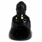 Sitting Buddha oljebrenner i keramikk, svart 14 cm thumbnail