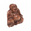 Small Laughing Buddha håndskåret tre 9-10 cm thumbnail