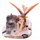 Mystic Realms Laying Snow Fairy and Wolf 11 cm thumbnail