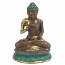 Buddha sittende stor i messing 18 cm thumbnail