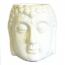 Oljebrenner med Buddha hode, hvit, 8,5 cm thumbnail