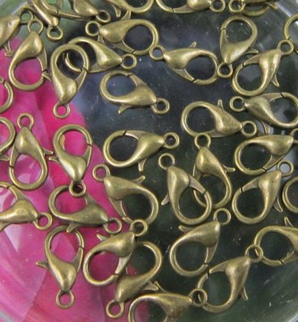 Karabinkrok, bronse, 12 mm, 20 stk