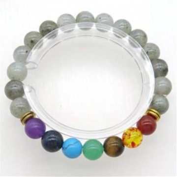 Armbånd chakra med 8 mm Labradoritt AAA-kvalitet, 19 cm