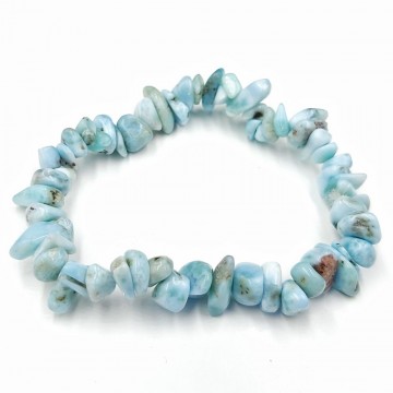 Chips armbånd med strikk, Larimar AAA-kvalitet, 19 cm
