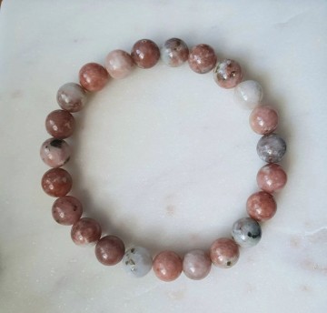 Armbånd med 8 mm Jaspis, Plum AAA-kvalitet, 19 cm
