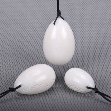 Yoni egg sett med 3 stk, Jade, hvit
