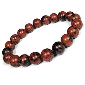 Armbånd med 8 mm Obsidian, mahogny AAA-kvalitet, 19 cm