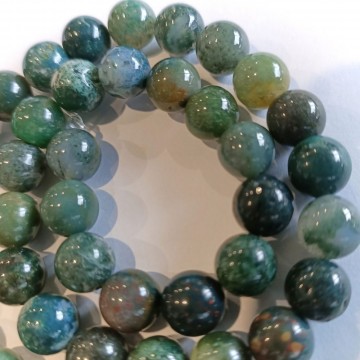 Agat, mose med hull, 8 mm, runde (20 stk)