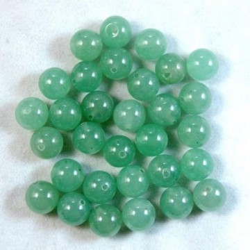 Grønn Aventurin med hull, 8 mm, runde (20 stk)