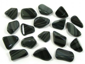 Obsidian, platina Tromlet Medium AAA+ kvalitet