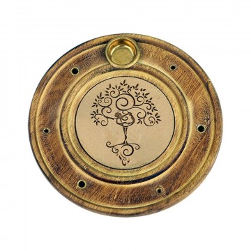 Røkelsesholder for cones og pinner Tree of Life motiv 10 cm