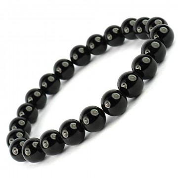 Armbånd med 8 mm Onyx, svart (Farget) AAA-kvalitet