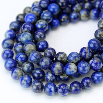 Lapis Lazuli med hull, 8 mm, runde (20 stk)