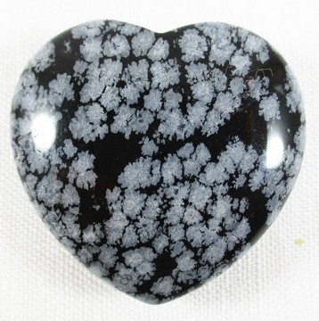 Obsidian, snøfnugg hjerte 4,5 cm