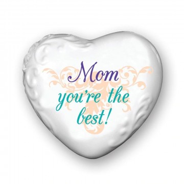Mom, You're the Best porselen hjerte 8 cm