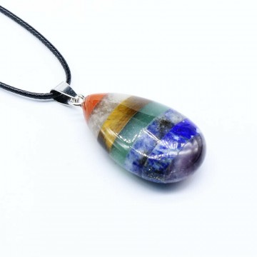 Chakra dråpe med 7 krystaller 4 cm med kjede