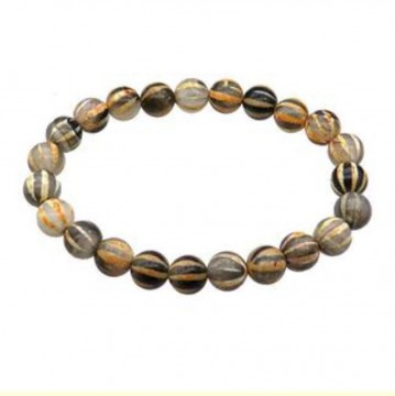 Armbånd med 8 mm Agat, Tibet oransje Pumkin (Farget) AAA-kvalitet, 19 cm