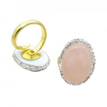 Pave Rhinestone ring i Rosenkvarts gullforgylt justerbar
