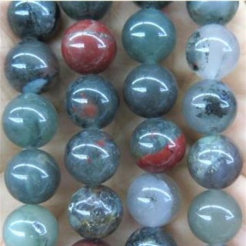 Blodstein, afrikansk (Seftonitt) med hull, 6 mm, runde (30 stk)