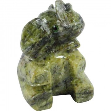 Elefant sittende i Serpentin 3 cm