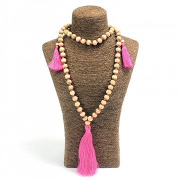 Bali Tassel beadskjede, rosa