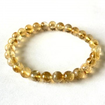 Armbånd med 8 mm Citrin, brent AAA-kvalitet, 19 cm