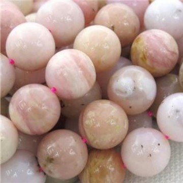 Opal, rosa AA-kvalitet med hull, 6 mm, runde (30 stk)