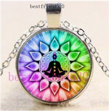 Flower of Life Chakra emalje med kjede