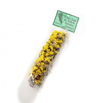 Smudge Stick - hvit salvie og gule Sinuata blomster