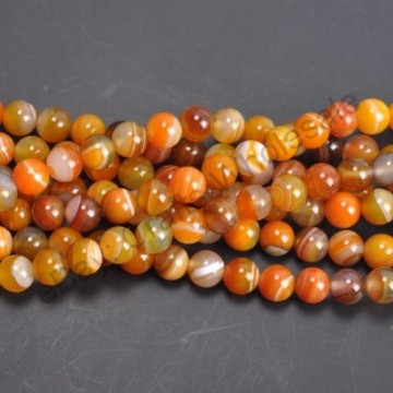 Agat, oransje (Farget) med hull, 8 mm, runde (20 stk)