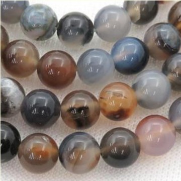Agat, natur (Farget) med hull, 6 mm, runde (30 stk)