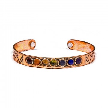 Magnetisk kobber armbånd med 7 chakra krystaller