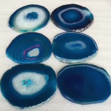 Agat skiver, blå (Farget) 8-14 cm AAA-kvalitet