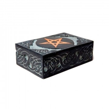 Soapstone Boks til oppbevaring av kort med Pentagram symbol