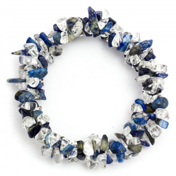 Chips Chunky armbånd med strikk, Lapis Lazuli og Bergkrystall AAA-kvalitet