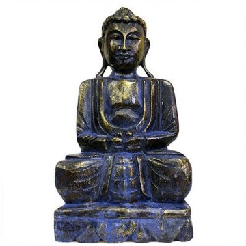 Buddha statue blå-gull 40 cm