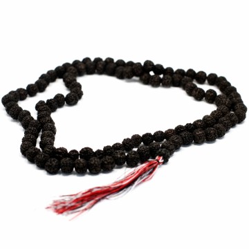Mala bønnekjede med 108 mørke Rudraksha-perler