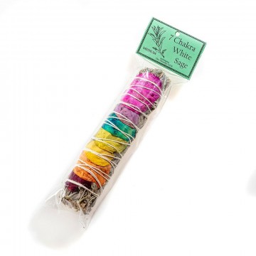 Smudge Stick - 7 chakra hvit salvie med roseblader 18 cm