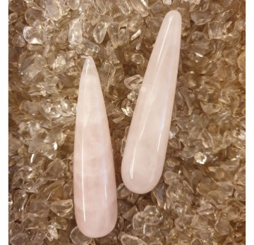 Rosenkvarts massasjestav, 8 cm