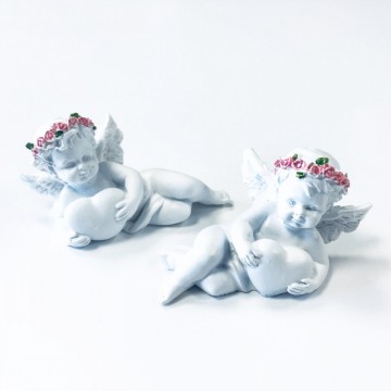 Angel with Heart and Pink Roses 6 cm