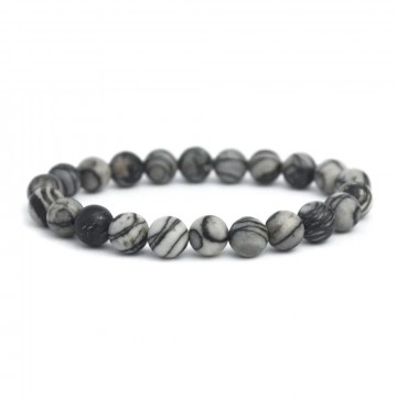 Armbånd med 8 mm Jaspis, silke (picasso) AAA-kvalitet, 19 cm