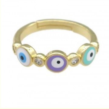 Evil Eye ring med Zirkon gullforgylt justerbar