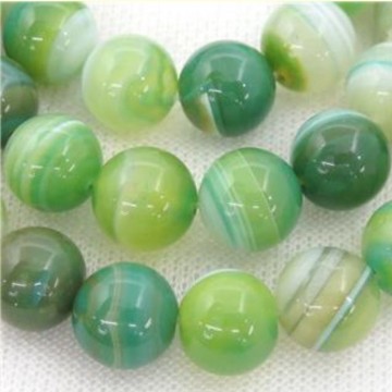 Agat, lime stripet (Farget) med hull, 6 mm, runde (30 stk)