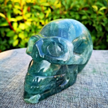 Hodeskalle Fluoritt, blågrønn, 14 cm, 1,6 kilo