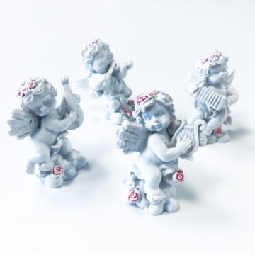 Musical Angel with Pink Roses 7 cm