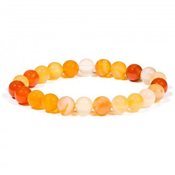 Armbånd med 8 mm Karneol stener AA-kvalitet, 19 cm