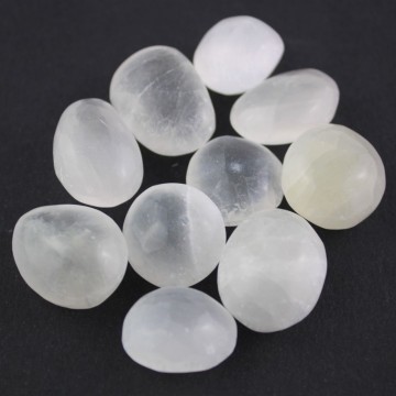 Selenitt, hvit fra Marokko Tromlet Medium AAA+ kvalitet (Extra Grade) 500 gram