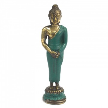 Buddha stående medium i messing 17 cm